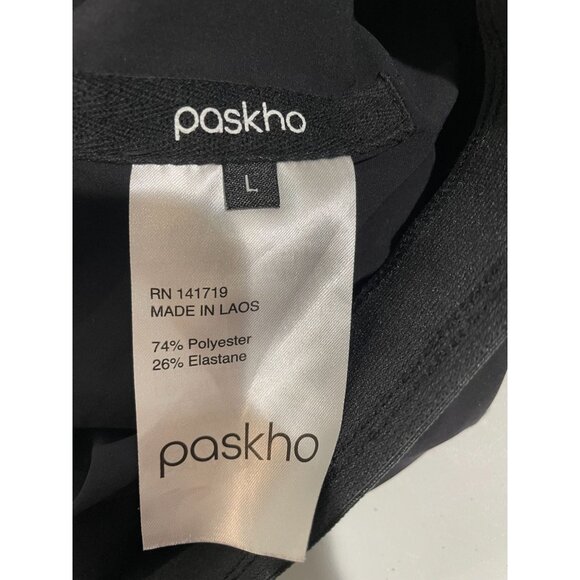 Paskho Black Elastic Waist Tie Pants L Polyester & Elastane Womens Casual Wear - Picture 8 of 16